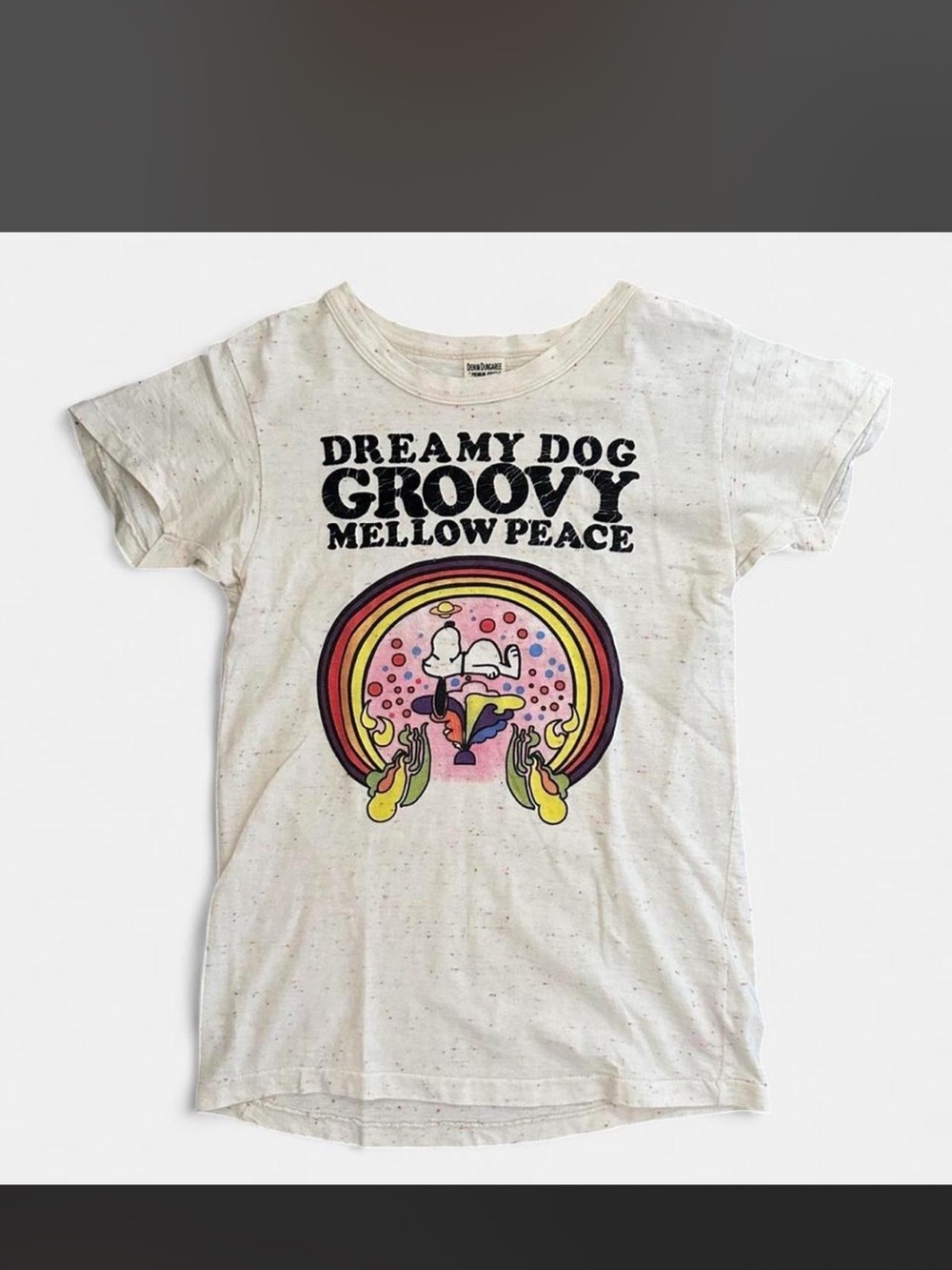 Dreamy Dog Groovy Mellow Peace Graphic Tee - Denim Dungaree